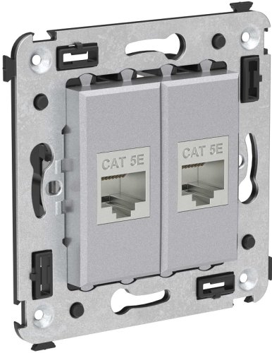 Розетка компьютерная экранированная без рамки DKC Avanti 2-м. RJ45+RJ45 5е закаленная сталь картинка